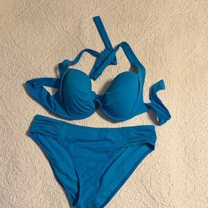 Tommy Bahama Turquoise Blue Padded Halter Bikini Set 38C and XL bottom
